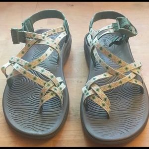 Chacos! Green and cream. Worn a few times, in great used condition. Size 9.